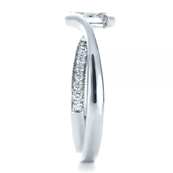 14k White Gold Custom Interlocking Engagement Ring - Side View -  1437