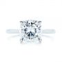 14k White Gold Custom Moissanite And Hidden Halo Diamond Engagement Ring - Top View -  105119 - Thumbnail