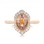 14k Rose Gold 14k Rose Gold Custom Peach Sapphire And Diamond Halo Engagement Ring - Top View -  104261 - Thumbnail