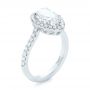 18k White Gold Custom Pear Shaped Diamond Halo Engagement Ring - Three-Quarter View -  104780 - Thumbnail