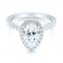 18k White Gold Custom Pear Shaped Diamond Halo Engagement Ring - Flat View -  104780 - Thumbnail