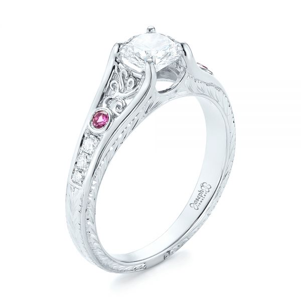 Custom Pink Sapphire and Diamond Engagement Ring - Image