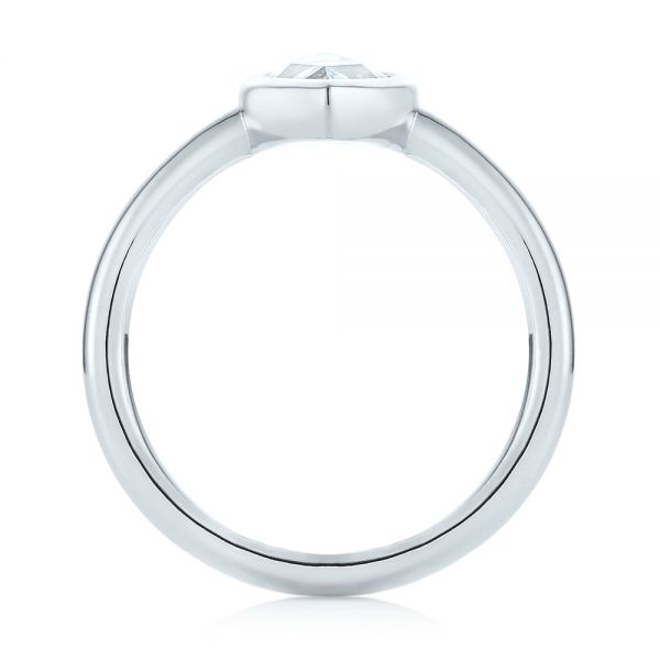  Platinum Custom Rose Cut Solitaire Bezel Diamond Engagement Ring - Front View -  104687