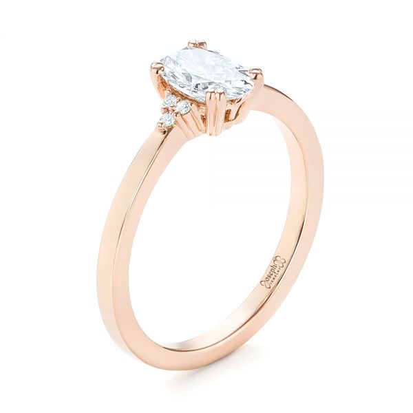 14k Rose Gold Custom Diamond Engagement Ring - Three-Quarter View -  103212
