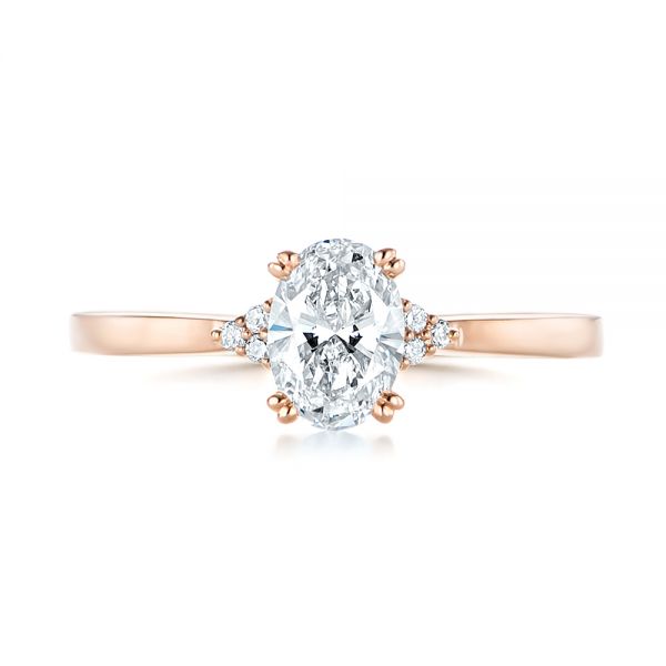 14k Rose Gold Custom Diamond Engagement Ring - Top View -  103212