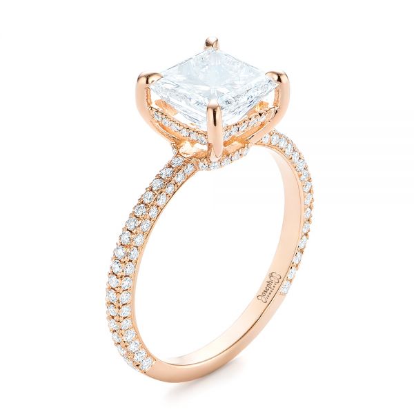 Custom Rose Gold Pave Diamond Engagement Ring - Image