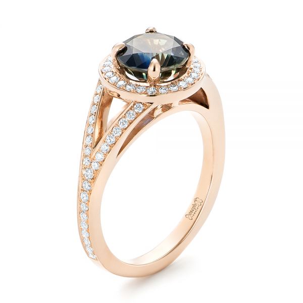 Custom Rose Gold Sapphire and Diamond Engagement Ring - Image