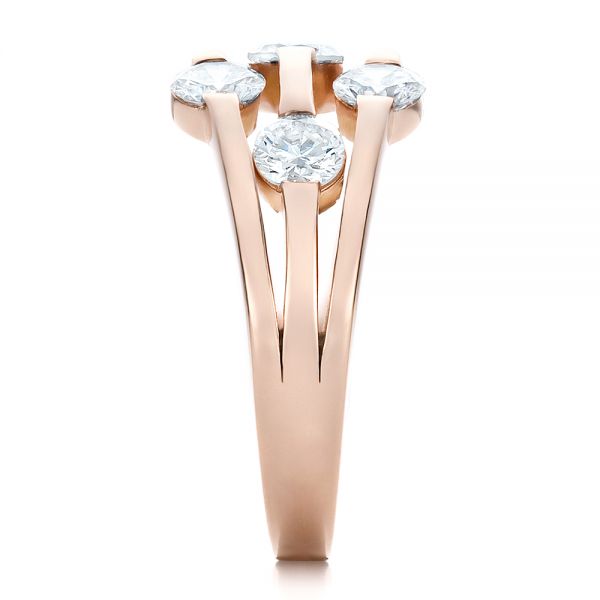 14k Rose Gold Custom Diamond Engagement Ring - Side View -  100249