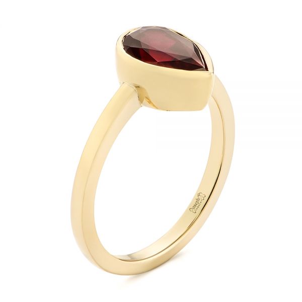 14k Yellow Gold Custom Ruby Solitaire Engagement Ring - Three-Quarter View -  104041