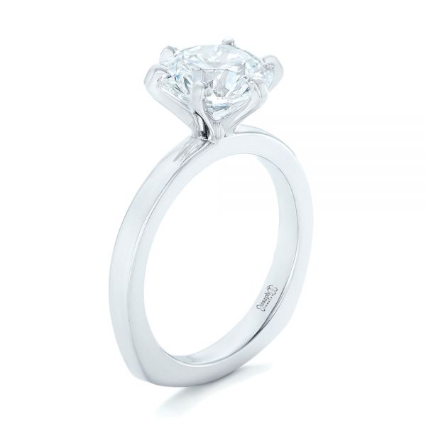  Platinum Custom Solitaire Diamond Engagement Ring - Three-Quarter View -  102831