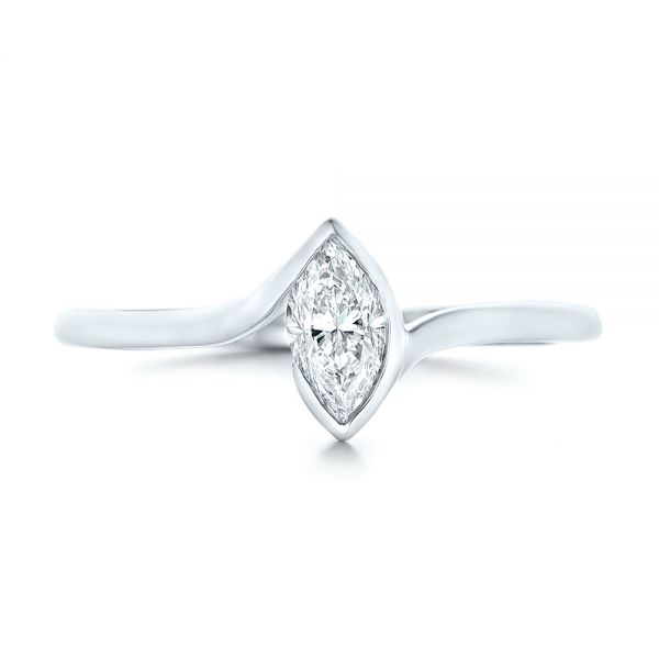 14k White Gold Custom Solitaire Marquise Diamond Engagement Ring - Top View -  102906