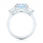  Platinum Custom Three Stone Aquamarine And Diamond Engagement Ring - Front View -  103364 - Thumbnail