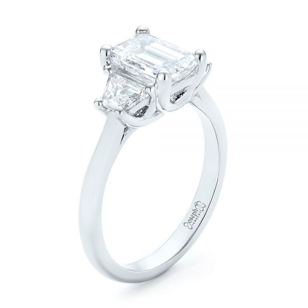  Platinum Custom Three Stone Diamond Engagement Ring - Three-Quarter View -  102899