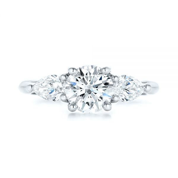  Platinum Custom Three Stone Diamond Engagement Ring - Top View -  102898