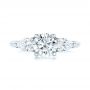  Platinum Custom Three Stone Diamond Engagement Ring - Top View -  102898 - Thumbnail