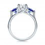  Platinum Custom Three Stone Diamond And Sapphire Engagement Ring - Front View -  100483 - Thumbnail
