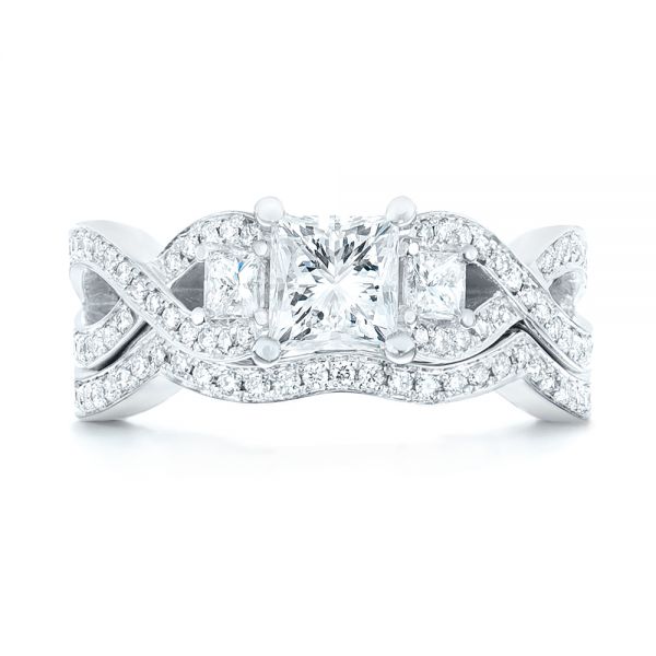 Custom Three Stone Opal and Diamond Engagement Ring - Image