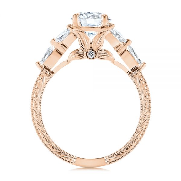 14k Rose Gold 14k Rose Gold Custom Tri-leaf Marquise Diamond Engagement Ring - Front View -  105826