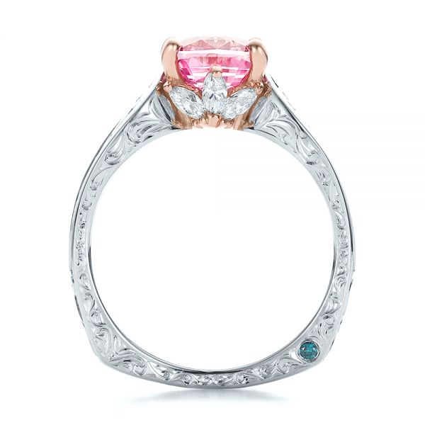  14K Gold And 14k Rose Gold Custom Two-tone Pink Sapphire And Diamond Engagement Ring - Front View -  100570