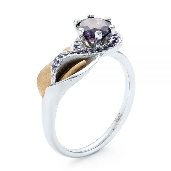 Custom Two-Tone Purple Sapphire Engagement Ring - Image