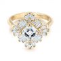 18k Yellow Gold Custom Vintage Style Asscher Diamond Engagement Ring - Flat View -  104398 - Thumbnail