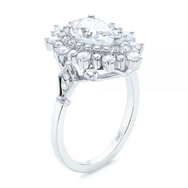 Double Halo Pear Moissanite Engagement Ring - Image