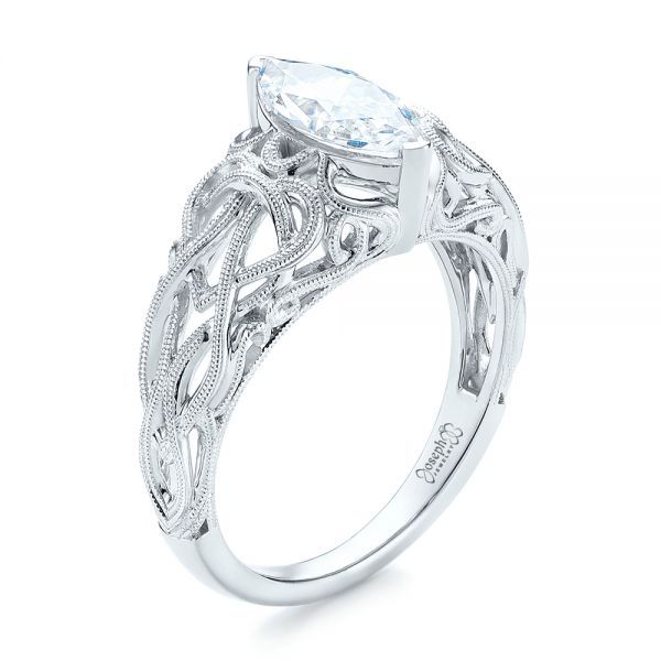 Filigree Marquise Diamond Solitaire Ring - Image