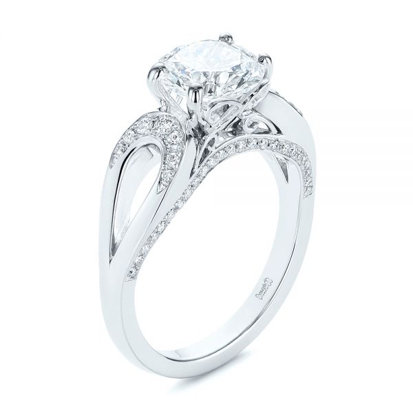 Filigree Split Shank Diamond Engagement Ring - Image