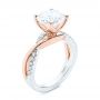 14k Rose Gold Floral Two-tone Moissanite And Diamond Engagement Ring - Three-Quarter View -  105163 - Thumbnail