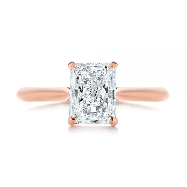 14k Rose Gold Hidden Halo Diamond Engagement Ring - Top View -  105860