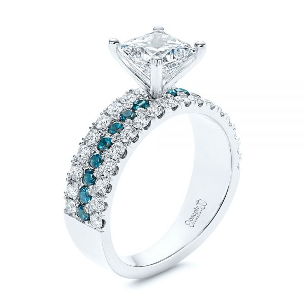 London Blue Topaz and Diamond Engagement Ring - Image