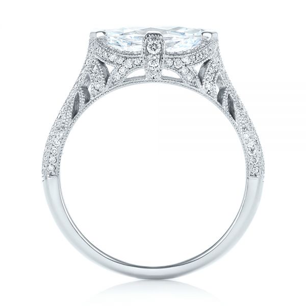 14k White Gold Marquise Diamond Engagement Ring - Front View -  102769