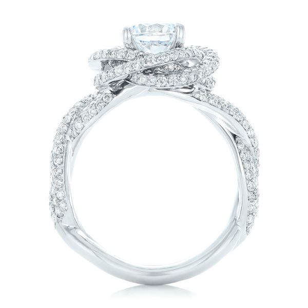 18k White Gold Modern Knot Edgeless Pave Engagement Ring - Front View -  102374