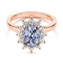 14k Rose Gold 14k Rose Gold Montana Sapphire And Diamond Halo Engagement Ring - Flat View -  106520 - Thumbnail