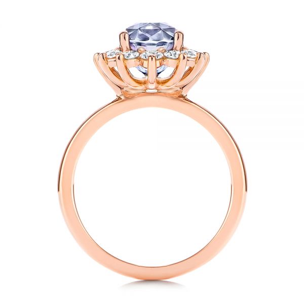 14k Rose Gold 14k Rose Gold Montana Sapphire And Diamond Halo Engagement Ring - Front View -  106520