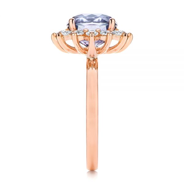 14k Rose Gold 14k Rose Gold Montana Sapphire And Diamond Halo Engagement Ring - Side View -  106520