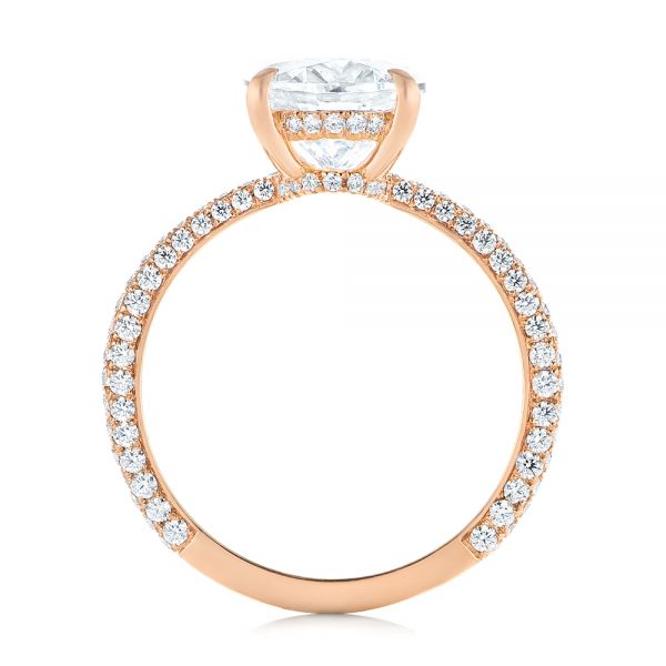 18k Rose Gold Oval Diamond Engagement Ring - Front View -  104080
