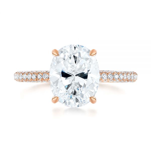 18k Rose Gold Oval Diamond Engagement Ring - Top View -  104080
