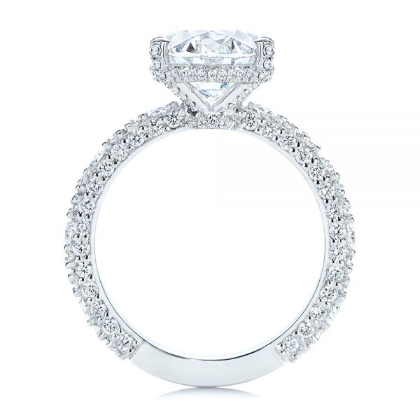  Platinum Oval Pave Diamond Engagement Ring - Front View -  105870
