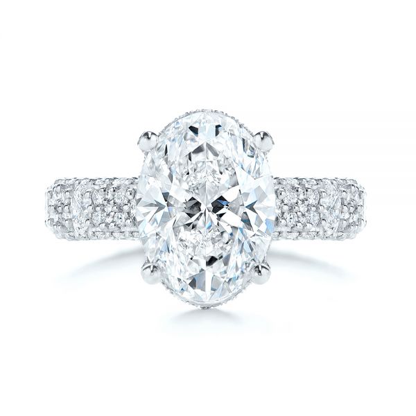  Platinum Oval Pave Diamond Engagement Ring - Top View -  105870