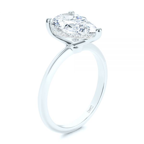 Pear Shaped Hidden Halo Diamond Engagement Ring - Image