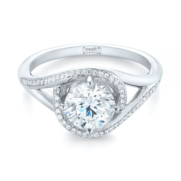  Platinum Split Shank Wrapped Halo Diamond Engagement Ring - Flat View -  104584