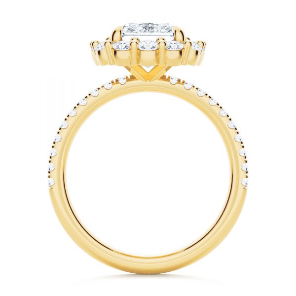 14k Yellow Gold 14k Yellow Gold Radiant Diamond Halo Engagement Ring - Front View -  107271