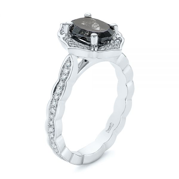 Salt and Pepper Diamond Modified Halo Engagement Ring - Image