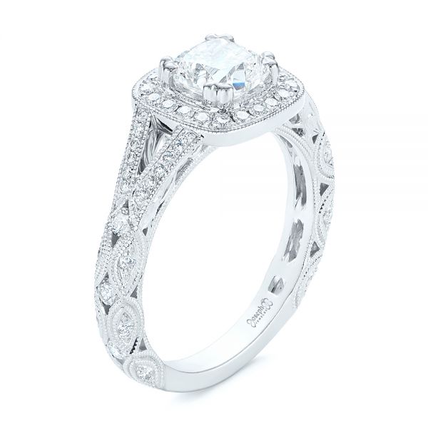 Split Shank Diamond Halo Engagement Ring - Image
