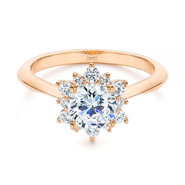 14k Rose Gold 14k Rose Gold Starburst Cluster Halo Diamond Engagement Ring - Flat View -  105908 - Thumbnail