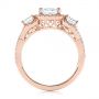 14k Rose Gold Three Stone Cushion Diamond Criss Cross Engagement Ring - Front View -  105123 - Thumbnail