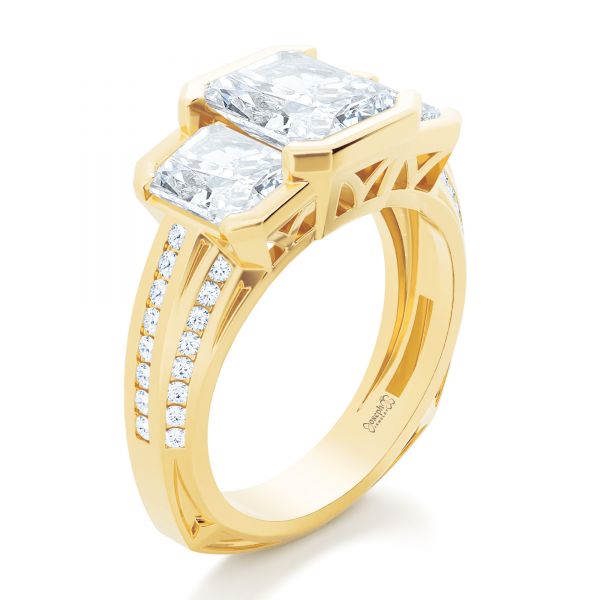 Three-stone Radiant Channel Set Engagement Ring - Image