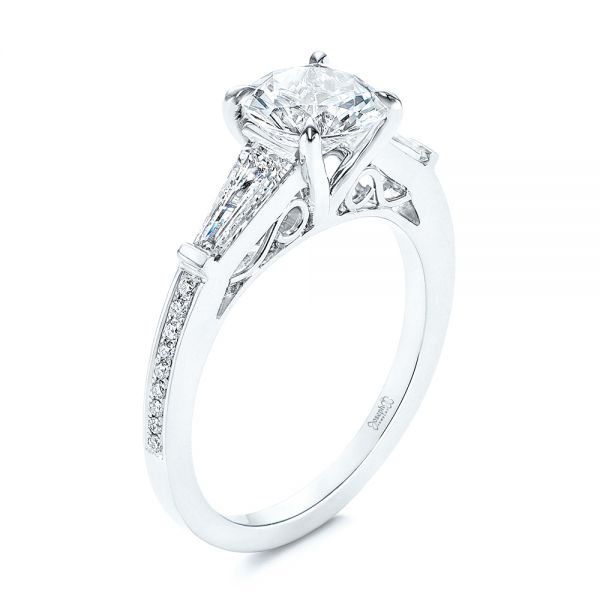 Three-stone Tapered Baguette Diamond Engagement Ring - Image