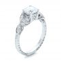 18k White Gold Tri-leaf Diamond Engagement Ring - Three-Quarter View -  101989 - Thumbnail